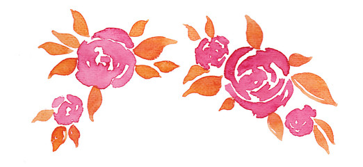 Wreath watercolor roses