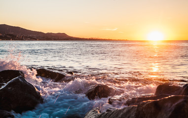 Wind surfers on the blue sea