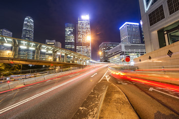 Obraz premium Modern city at night, Hong Kong, China.