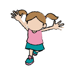 cute child girl cartoon character vector illustration