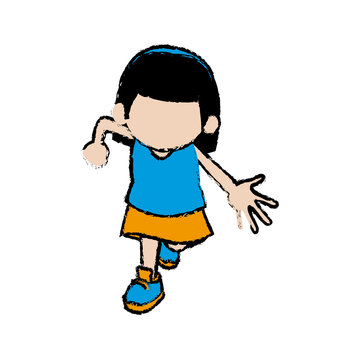 cute child girl cartoon character vector illustration