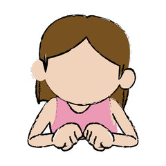 cute child girl cartoon character vector illustration