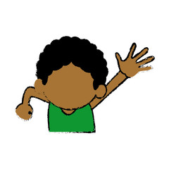 cute boy character comic young happy icon vector illustration