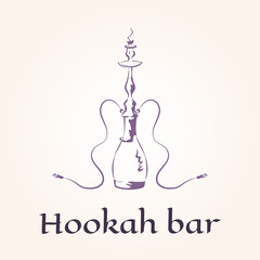 Vector illustration of hookah, logo template for club, lounge cafe,  bar or shop, arabian house.