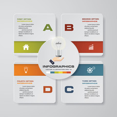4 steps infographics presentation template. 4 steps with square and space for your sample text or data. EPS10.