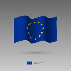 European union flag. The flag and emblem of the Council of Europe and the European Union. Official colors and proportion correctly. High detailed vector illustration. 3d and isometry. EPS10