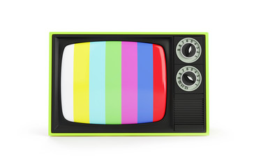 Old TV with No Signal TV, Classic Vintage Retro Style old television screen,.old television on a white background 3D illustration
