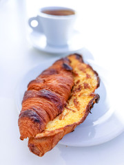 fresh croissant on table ,Delicious!