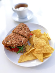 Sandwich with bacon cheese and lettuce