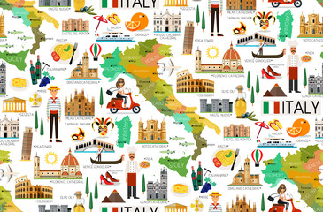 Fototapeta na wymiar Italy Travel Pattern.