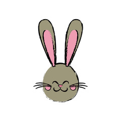 cute rabbit easter spring celebration symbol vector illustration