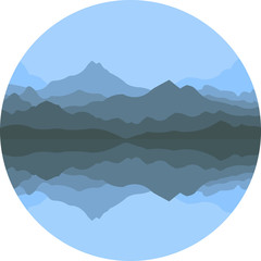 Abstract mountains in the fog