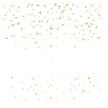 3d realistic confetti shiny sparkles gold foil texture decoration isolated on white. For Holiday, birthday, Christmas, Valentine's Day celebration. Template Vector