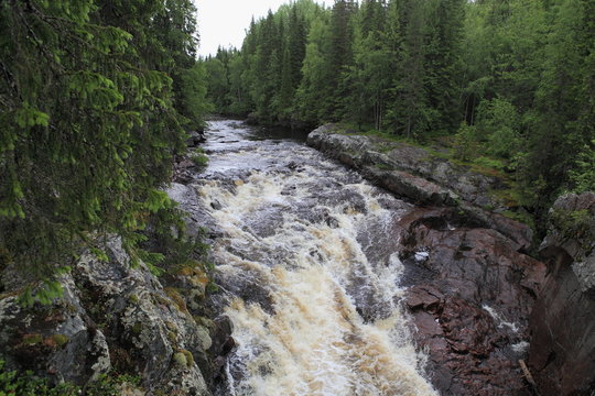 Wasserfall Vattenfall Helvetesfallet in Orsa 