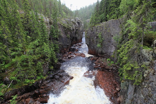 Wasserfall Vattenfall Helvetesfallet in Orsa 