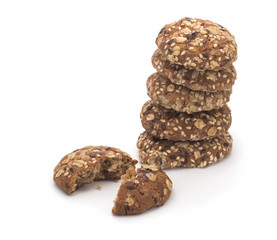 Dietary oatmeal cookies on a white background