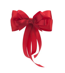 Red bow on a white background