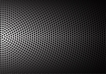 Abstract metal circle mesh pattern in black shadow background texture vector illustration.