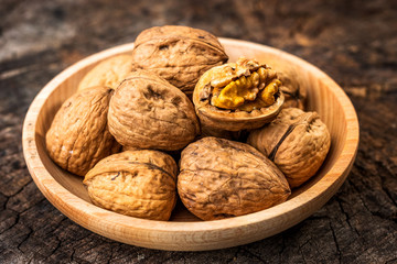  Walnuts on wooden table