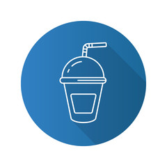 Refreshing soda drink. Flat linear long shadow icon