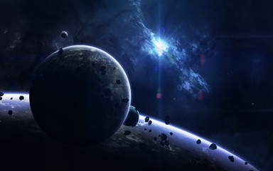 Science fiction space wallpaper, incredibly beautiful planets, galaxies, dark and cold beauty of...