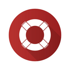 Life ring flat design long shadow glyph icon