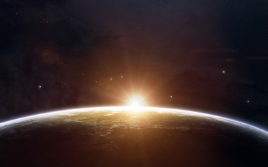 Beauty of Earth sunrise. Science fiction space wallpaper, incredibly beautiful planets, galaxies,...