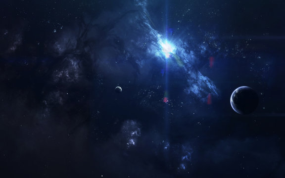 Science fiction space wallpaper, awesome nebula somewhere in dark deep space. Elements of this image furnished by NASA
