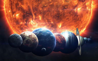 Earth, Mars, and others. Science fiction space wallpaper, incredibly beautiful planets of solar...