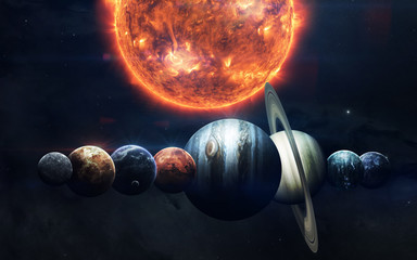 Earth, Mars, and others. Science fiction space wallpaper, incredibly beautiful planets of solar...