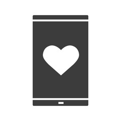 Smartphone dating app glyph icon