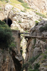 Landscape of the gorges of the Caminito del Rey, in the province of Malaga, Spain
