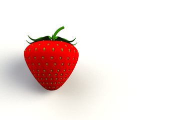 Red strawberry on white background, 3D rendering