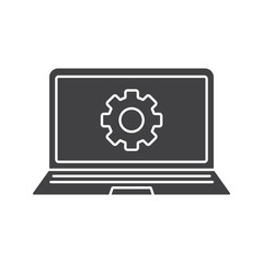 Laptop settings glyph icon