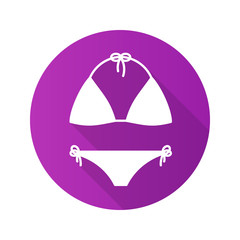 Swimsuit flat design long shadow glyph icon
