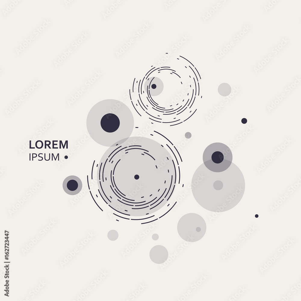 Poster vector background of circles and rounded lines in vintage style