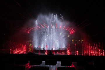 Water  Fountain In Night, Laser show