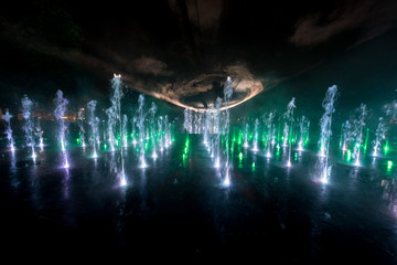 Water  Fountain In Night, Laser show