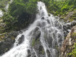 Big waterfall in tropical rain-forest. Waterfall in Saraburi, Thailand