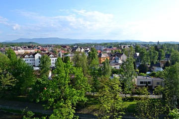 Widok na czeski Cieszyn ze wzgórza zamkowego, Polska © Marta