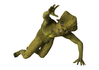 Fototapeta premium 3D Rendering Green Alien on White