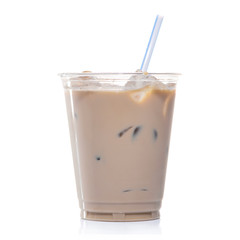 iced coffee in glass cup with ice
