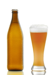 Beer bottle and beer glass