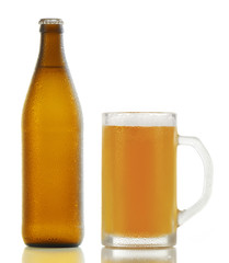 Beer bottle and beer glass