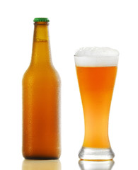 Beer bottle and beer glass