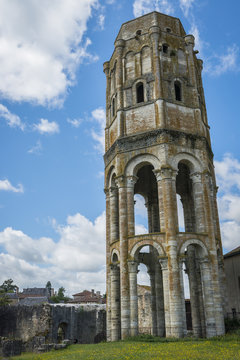 Tower and Wall of Abbey in Charroux