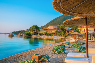 Beautiful view of Nikiana beach illuminated by sunrise in Lefkada island, Greece © cristianbalate