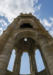 Tower of Abbey in Charroux in France