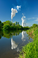 Smoking Coal Power Plant reflecting in river