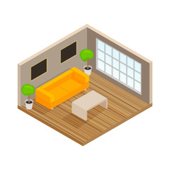Isometric interior of the lounge room - 3D illustration